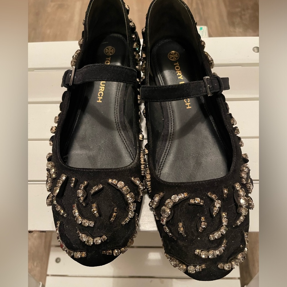 Tory Burch Black Embellished Flats